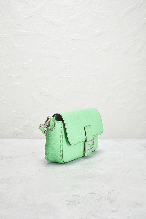 FWRD Renew Fendi Selleria Baguette NM Shoulder Bag in Green | REVOLVE