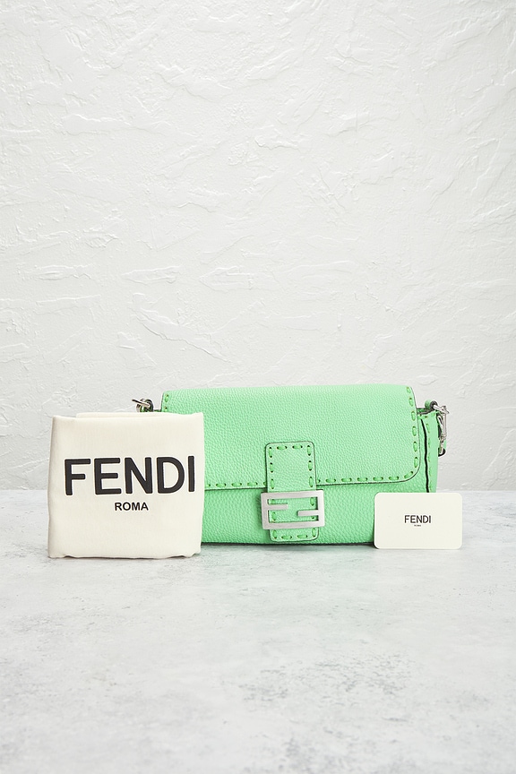 FWRD Renew Fendi Selleria Baguette NM Shoulder Bag in Green | REVOLVE