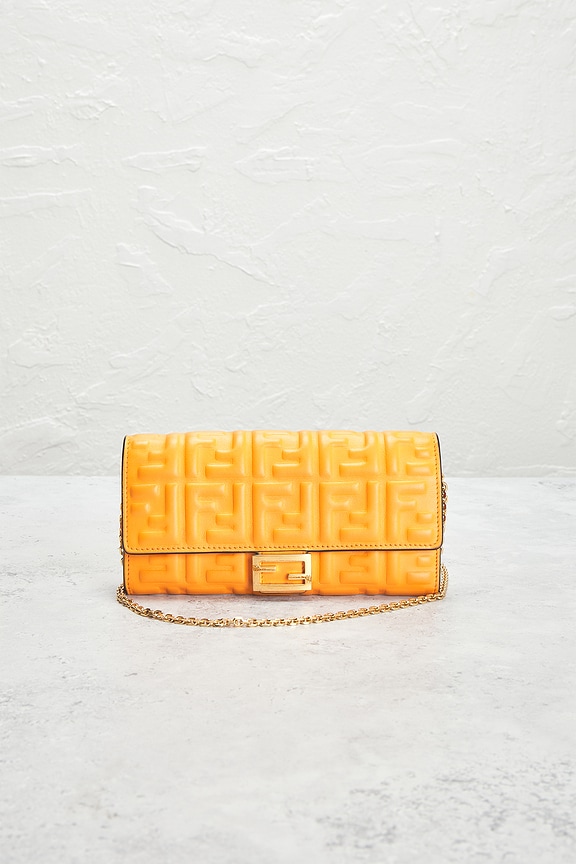 view 2 of 9 Fendi Embossed FF Continental Wallet On Chain in Orange