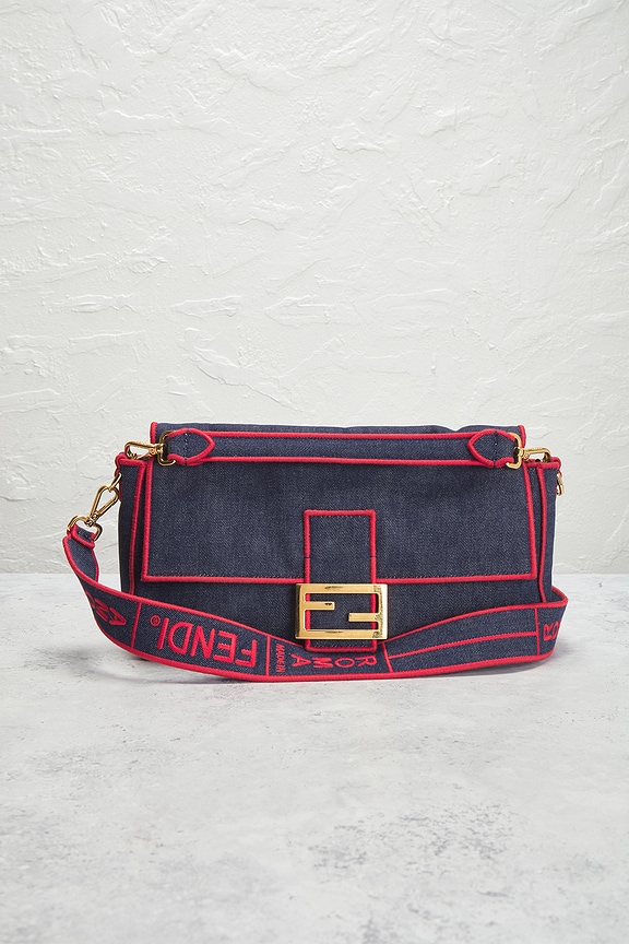 view 2 of 8 Fendi Denim Baguette NM Shoulder Bag in Blue
