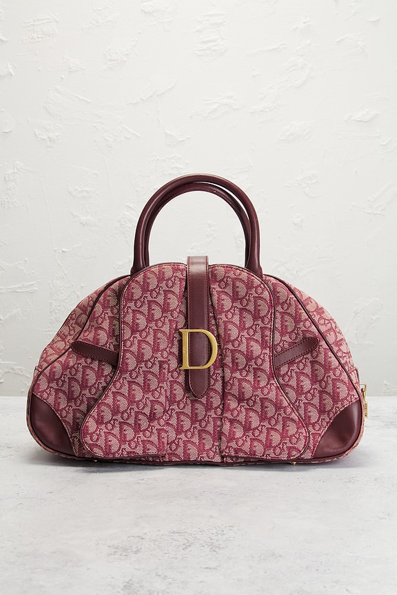 view 2 of 10 Dior Diorissimo Double Saddle Bowler Bag in Burgundy
