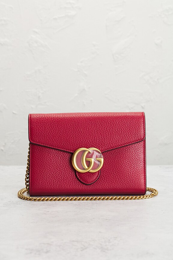 view 2 of 9 Gucci GG Marmont Wallet On Chain in Red