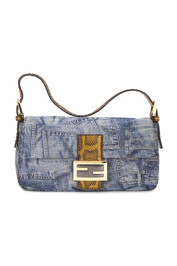 view 1 of 8 Fendi Denim Baguette Shoulder Bag in Blue