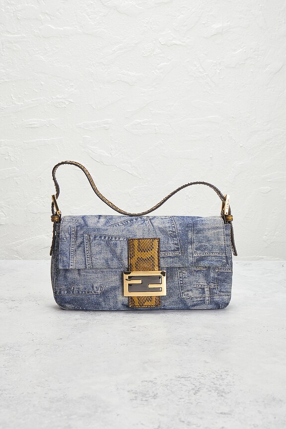 view 2 of 8 Fendi Denim Baguette Shoulder Bag in Blue
