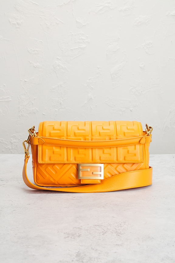 view 2 of 9 Fendi Zucca Embossed Baguette NM Shoulder Bag in Orange
