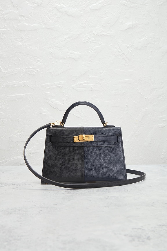 view 2 of 8 Hermes Casaque Veau Epsom Kelly 20 Handbag in Bleu Indigo & Black