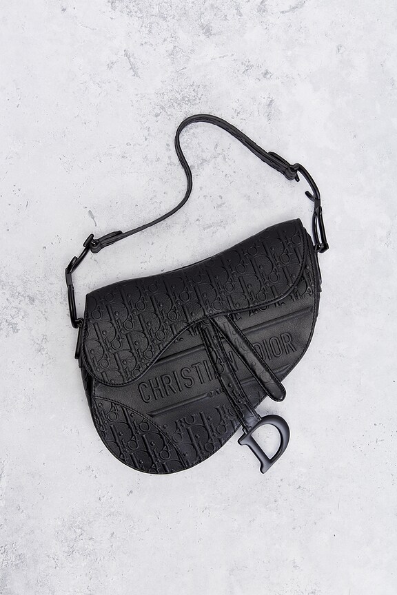 view 2 of 8 Dior Embossed Saddle Bag in Black