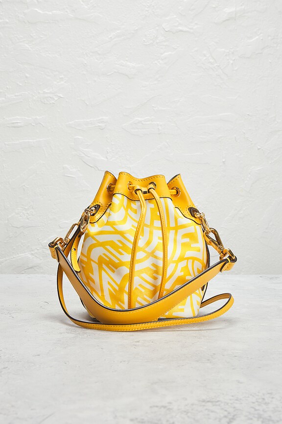 view 2 of 9 Fendi Glazed Canvas Mini Mon Tresor Bucket Bag in Yellow