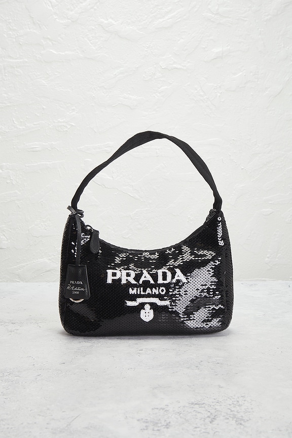 view 2 of 9 Prada Re-Edition 2000 Sequined Re-Nylon Mini Shoulder Bag in Black