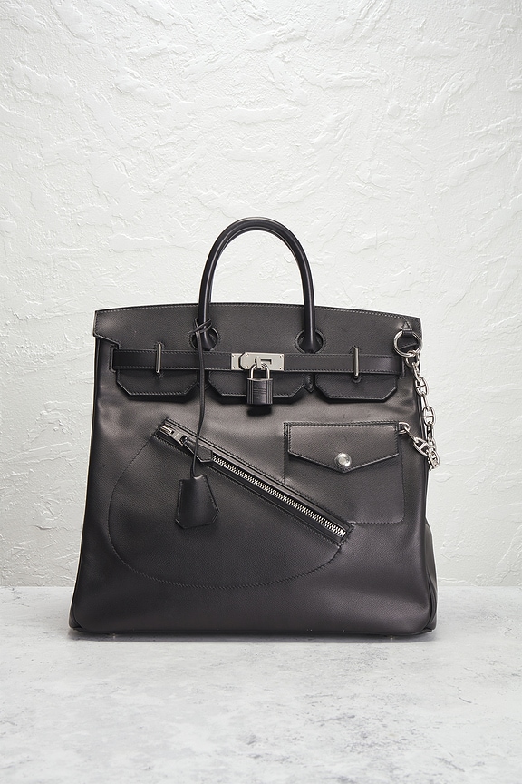 view 2 of 8 Hermes Limited Edition Evergrain Haut A Courroies Rock Birkin 40 Handbag in Noir