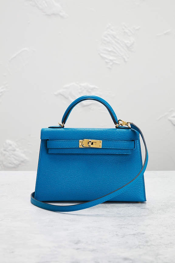 view 2 of 7 Hermes Chevre Kelly 20 Handbag in Bleu Frieda