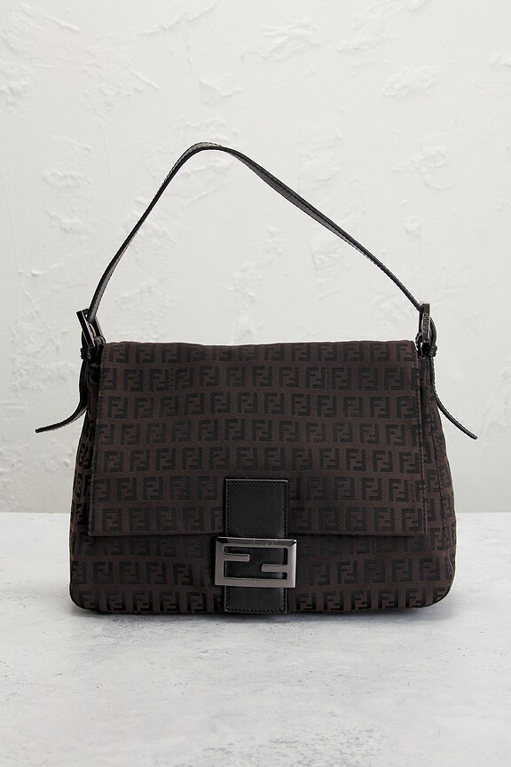 view 2 of 8 Fendi Zucchino Mama Baguette Shoulder Bag in Tobacco Brown
