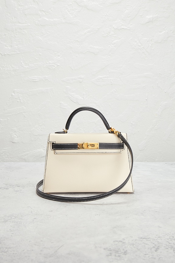 view 2 of 7 Hermes Veau Epsom Kelly 20 Handbag in Craie & Black