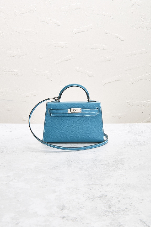 view 2 of 9 Hermes Epsom Kelly 20 Handbag in Bleu Jean