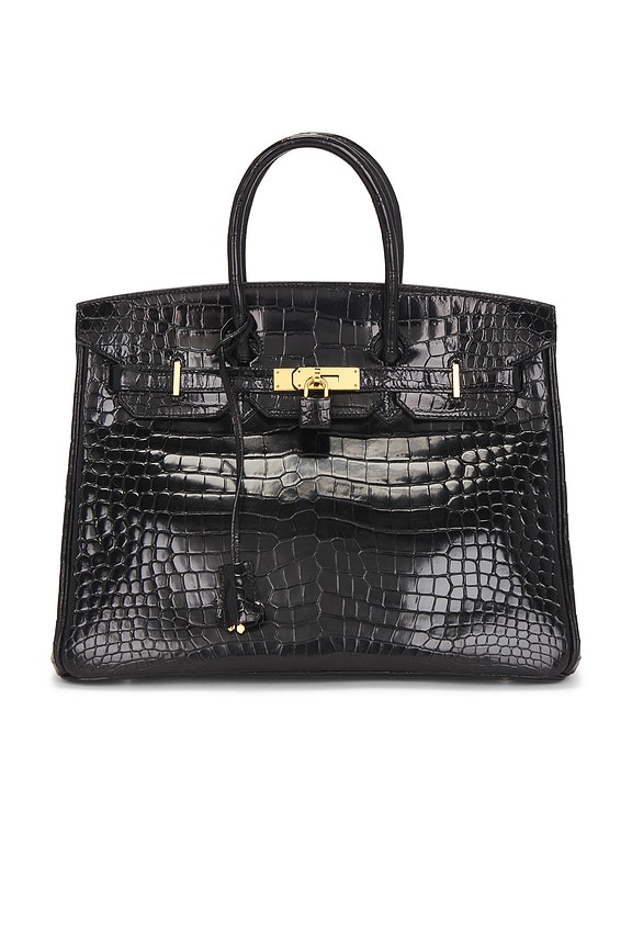view 1 of 9 Hermes Shiny Porosus Crocodile Birkin 35 Handbag in Noir