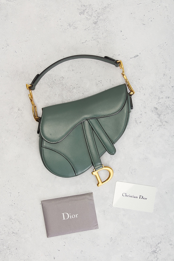 FWRD Renew Dior Saddle Bag in Green | REVOLVE