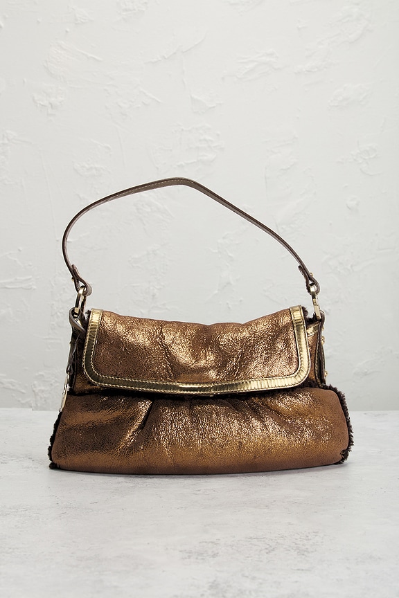 view 2 of 9 Fendi Vintage Shearling Chef Shoulder Bag in Bronze