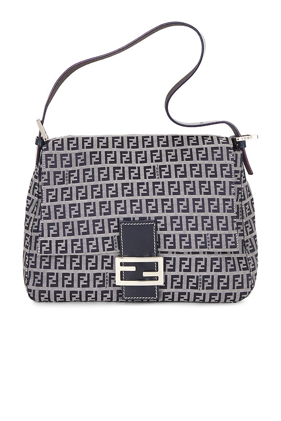 view 1 of 9 Fendi Zucchino Mama Baguette Shoulder Bag in Blue