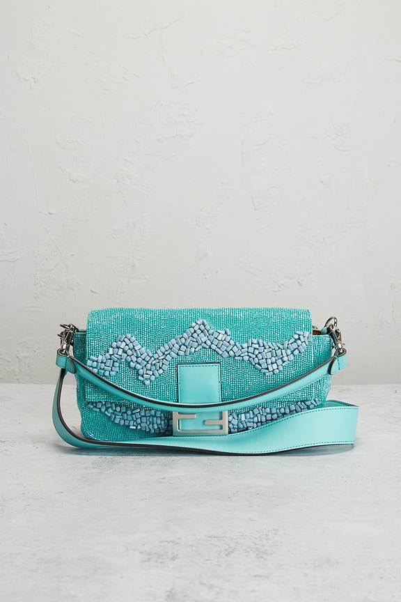 view 2 of 8 Fendi Beaded Baguette Shoulder Bag in Blue