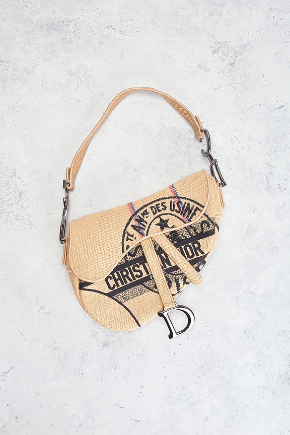 view 2 of 9 Dior Limited Edition Raffia Saddle Bag in Beige