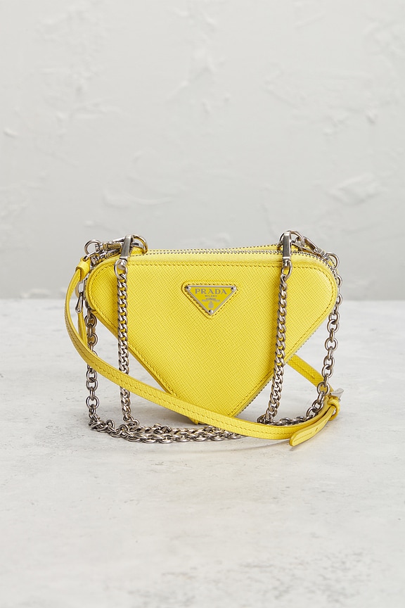 view 2 of 8 Prada Saffiano Triangle Shoulder Bag in Yellow