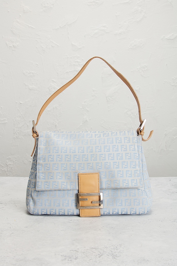 view 2 of 8 Fendi Zucchino Mama Baguette Shoulder Bag in Light Blue