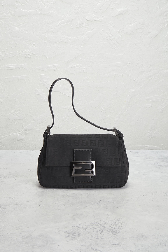 view 2 of 9 Fendi Zucchino Mini Mama Baguette Shoulder Bag in Black