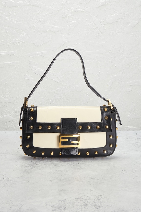 view 2 of 10 Fendi Studded Baguette Shoulder Bag in Black