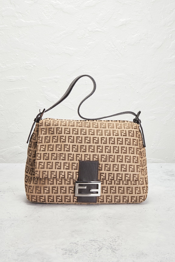 view 2 of 10 Fendi Zucchino Mama Baguette Shoulder Bag in Beige