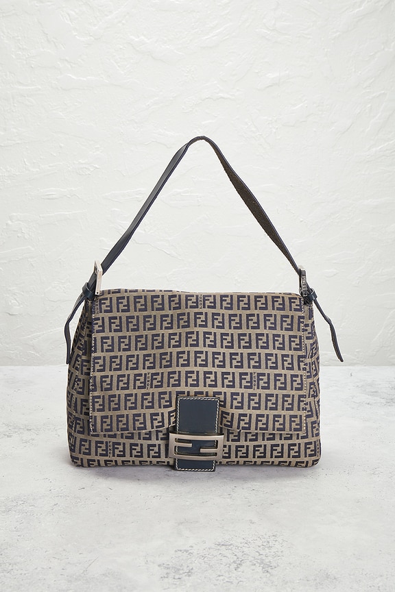 view 2 of 9 Fendi Zucchino Mama Baguette Shoulder Bag in Black