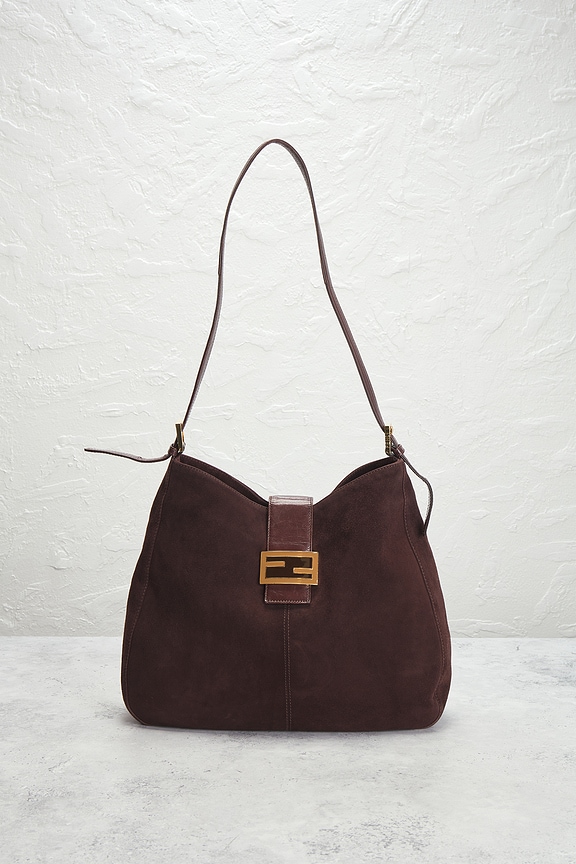 view 2 of 10 Fendi Suede Mama Baguette Shoulder Bag in Brown