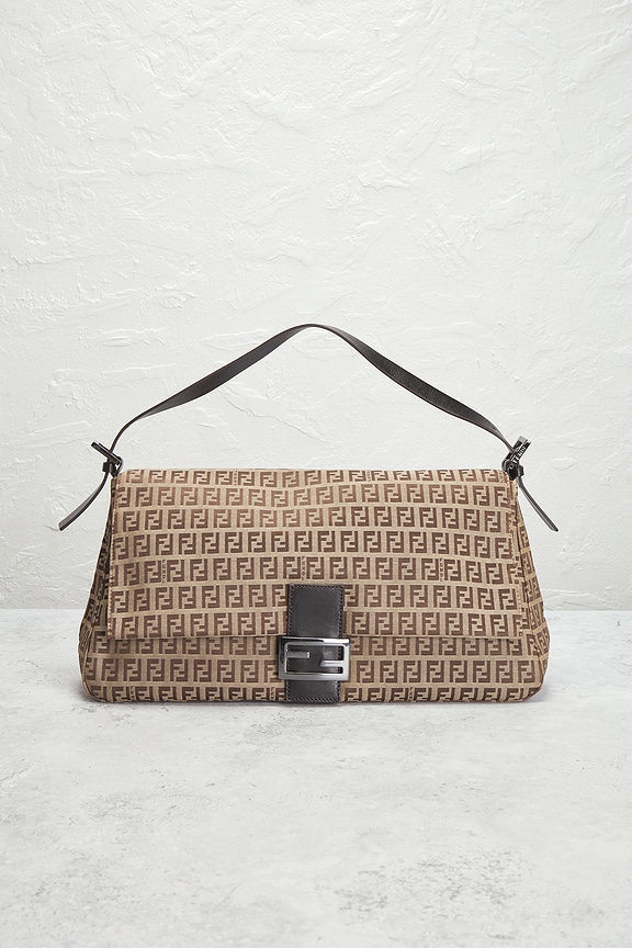 view 2 of 10 Fendi Zucchino Baguette Shoulder Bag in Beige