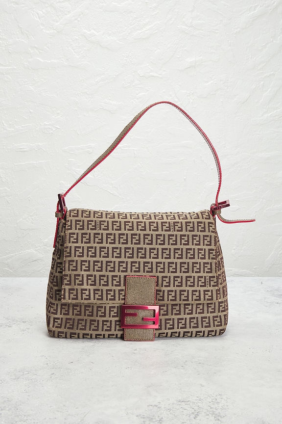 view 2 of 10 Fendi Zucchino Mama Baguette Shoulder Bag in Beige