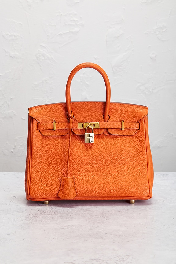 view 2 of 7 Hermes Togo Birkin 25 Retourne Handbag in Orange