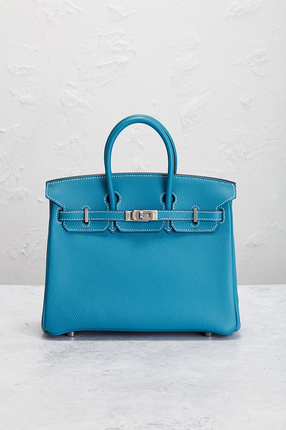 view 2 of 8 Hermes Togo Birkin 25 Retourne Handbag in Blue Jean