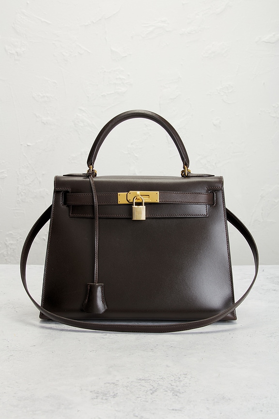 view 2 of 8 Hermes 1991 Box Kelly 28 Handbag in Chocolate