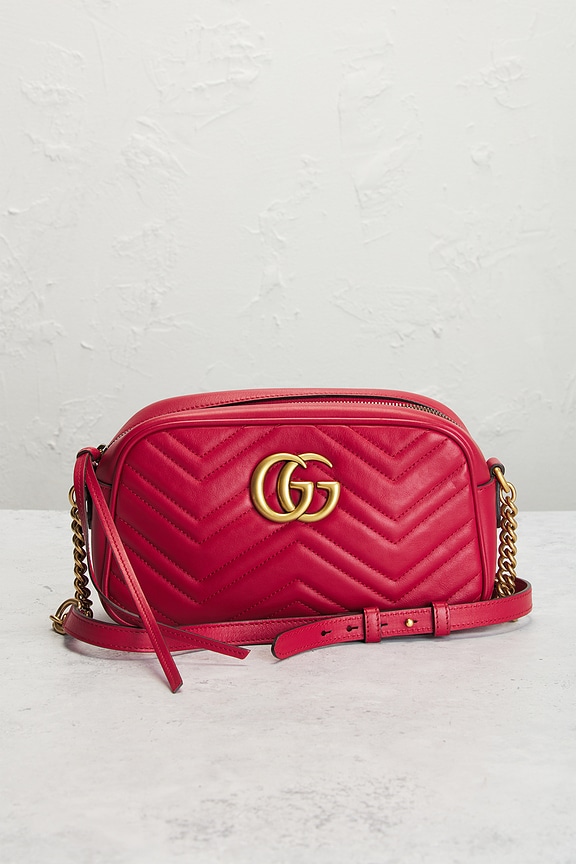 view 2 of 9 Gucci Mini GG Marmont Shoulder Bag in Hibiscus Red