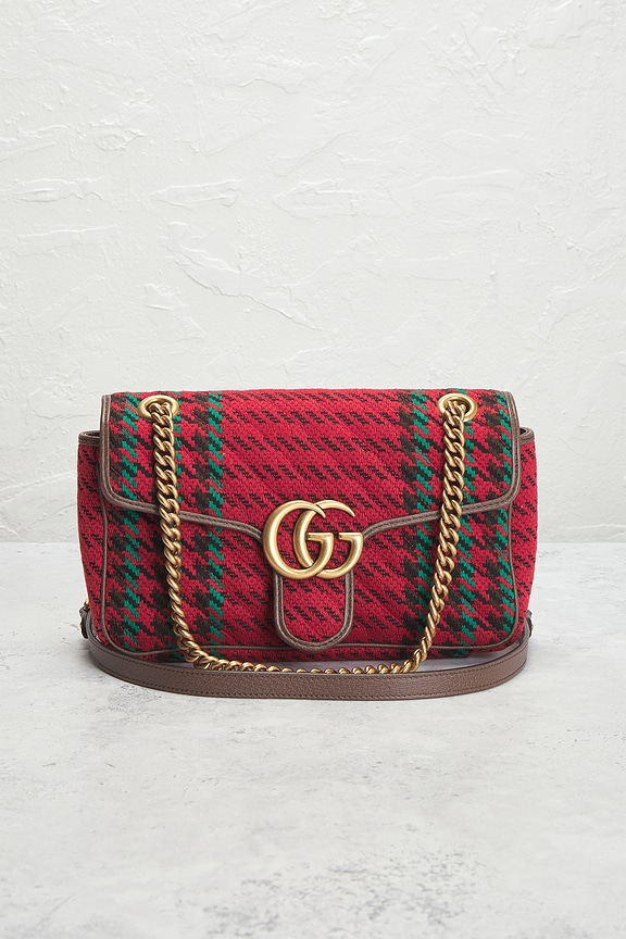 view 2 of 8 Gucci Tweed GG Marmont Shoulder Bag in Red