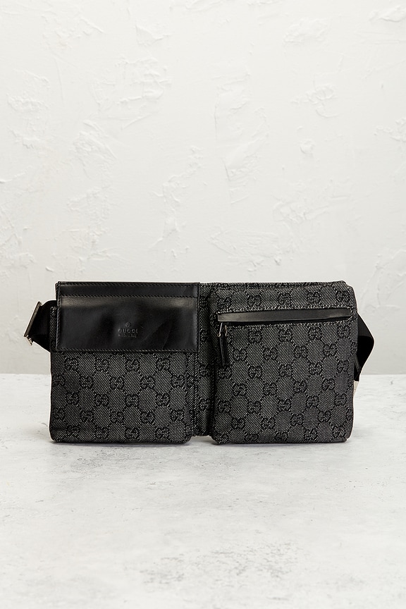 view 2 of 8 Gucci Denim Double Pocket Belt Bag in Grey