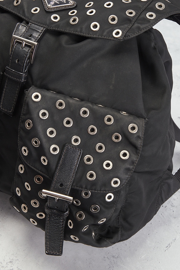 FWRD Renew Prada Grommet Embellished Tessuto Backpack in  display picture 1