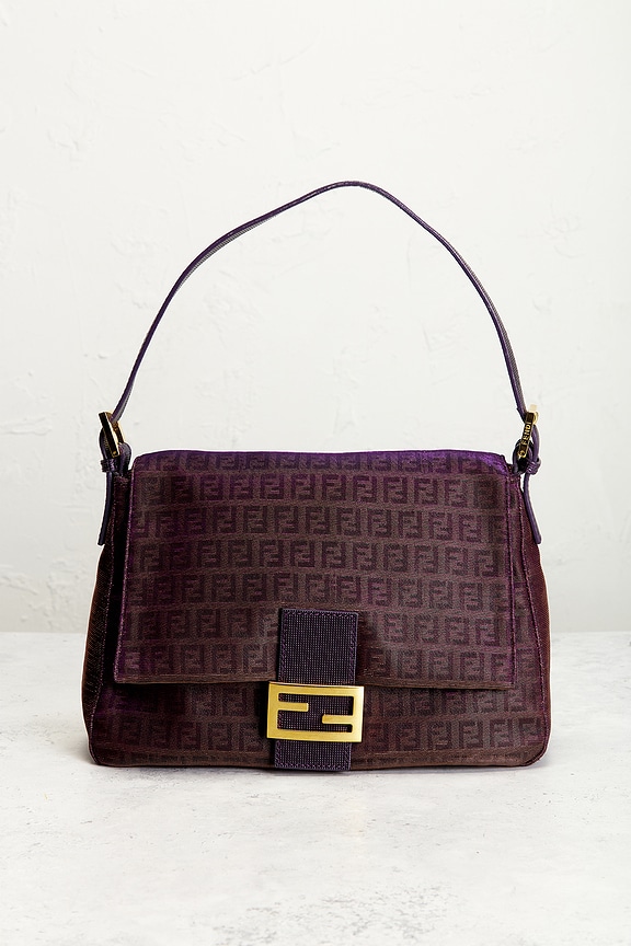 view 2 of 8 Fendi Zucchino Mama Baguette Shoulder Bag in Purple