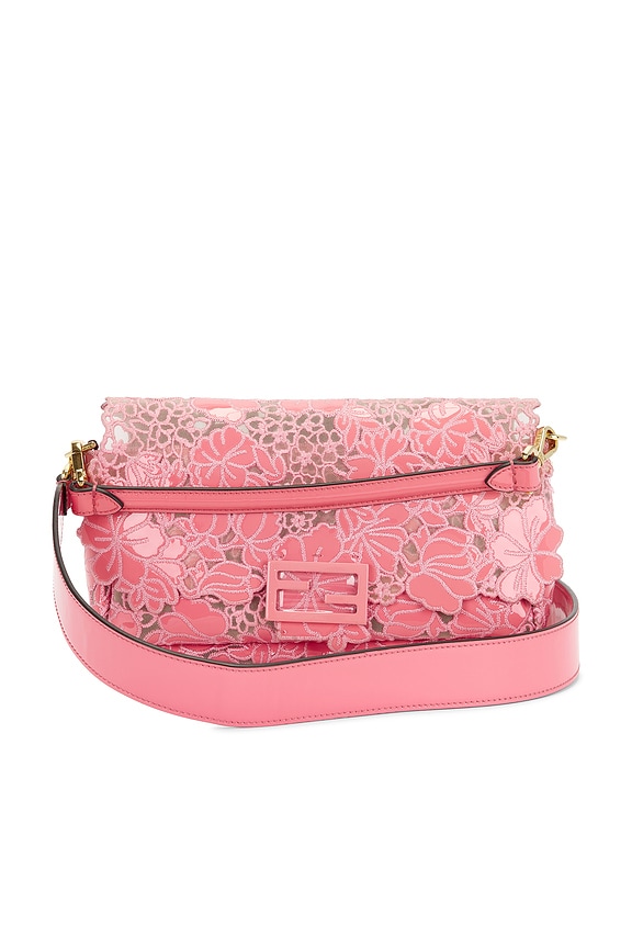 view 1 of 8 Fendi Embroidered Lace Baguette Shoulder Bag in Pink
