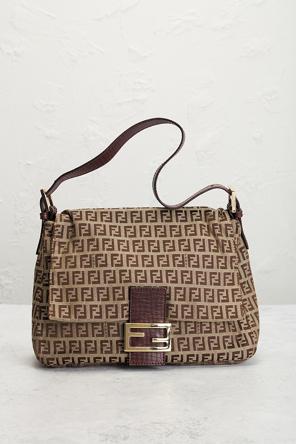 view 2 of 9 Fendi Zucchino Mama Baguette Shoulder Bag in Brown