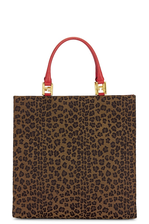 view 1 of 9 Fendi Leopard Shopping Tote Bag in Brown