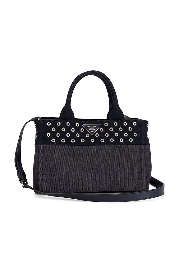 view 1 of 8 Prada Studded Denim Canapa Tote Bag in Blue