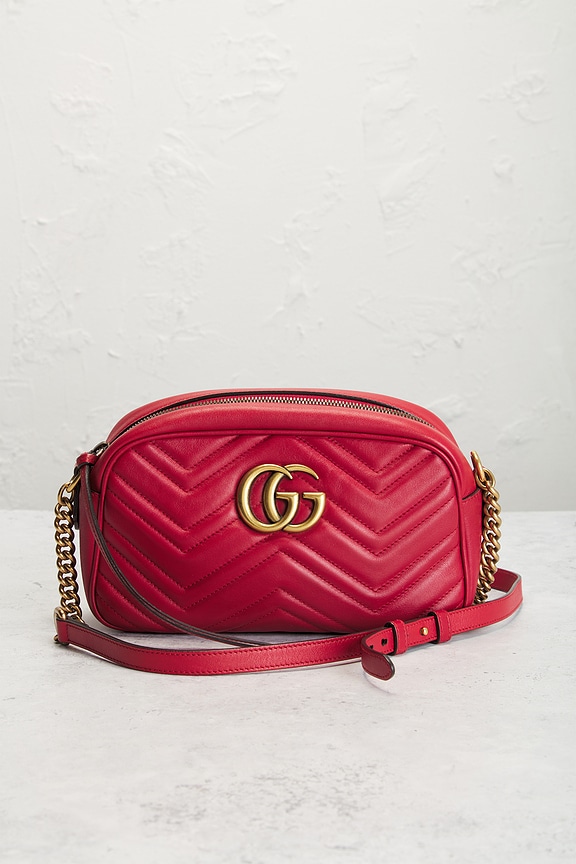 view 2 of 8 Gucci Mini GG Marmont Shoulder Bag in Hibiscus Red
