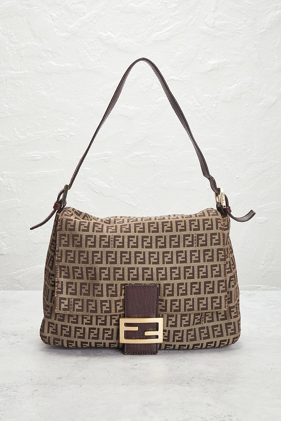 view 2 of 10 Fendi Zucchino Mama Baguette Shoulder Bag in Beige
