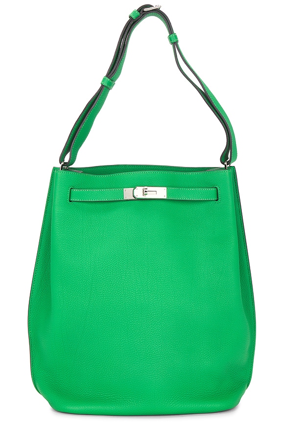 view 1 of 9 SAC PORTÉ ÉPAULE HERMES in Bambou Green