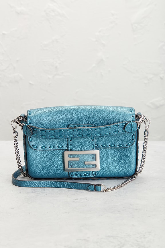 view 2 of 9 Fendi Selleria Mini Baguette Shoulder Bag in Blue