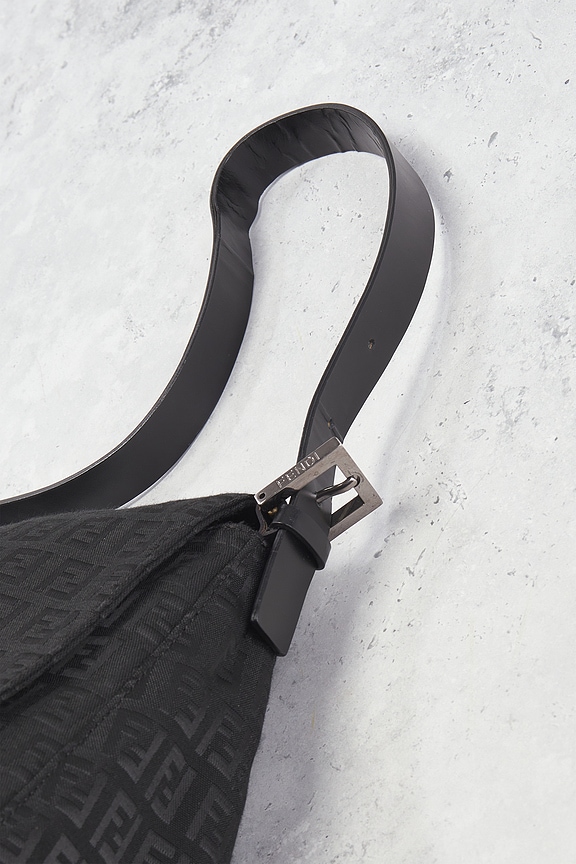 FWRD Renew Fendi Zucchino Mama Baguette Shoulder Bag in Black